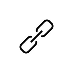 Simple link icon, metal chain, hyperlink symbol. Black linear icon with editable stroke on white background