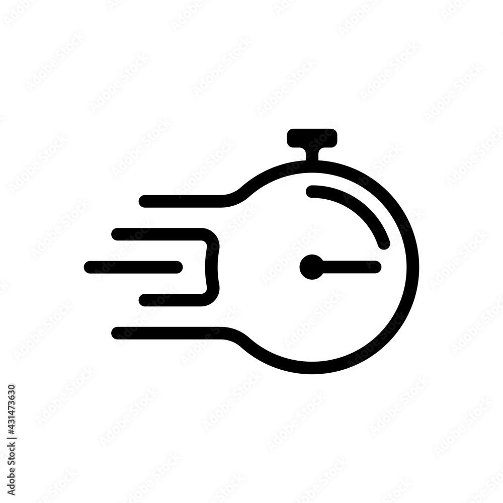 Poster stopwatch or timer, simple icon. black linear icon with editable stroke on white background