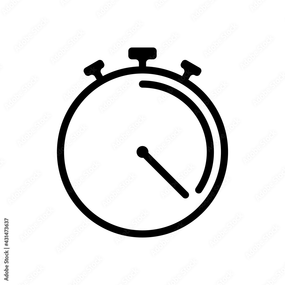 Poster stopwatch or timer, simple icon. black linear icon with editable stroke on white background