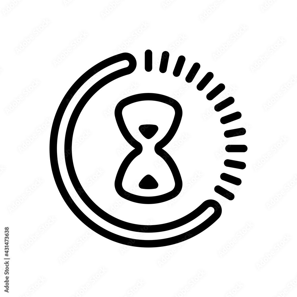 Poster old hourglass, simple wait icon. black linear icon with editable stroke on white background