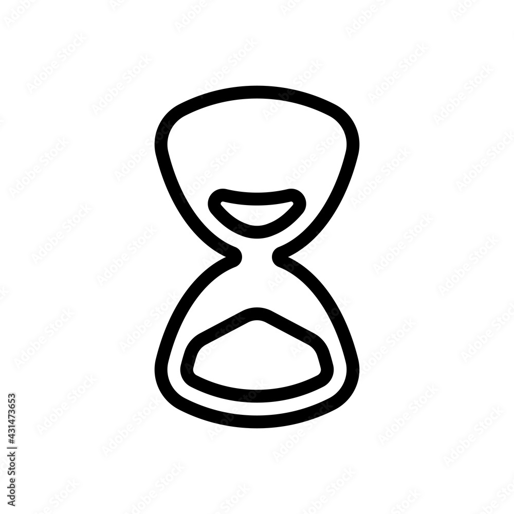Poster old hourglass, simple wait icon. black linear icon with editable stroke on white background