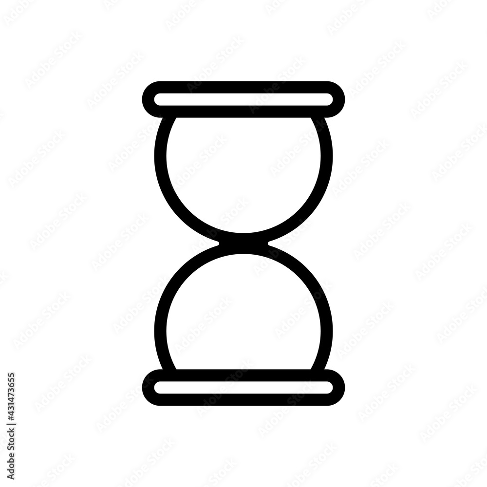 Poster old hourglass, simple wait icon. black linear icon with editable stroke on white background