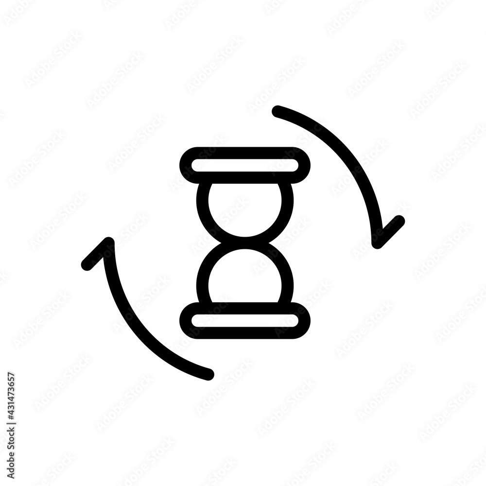 Poster old hourglass, simple wait icon. black linear icon with editable stroke on white background