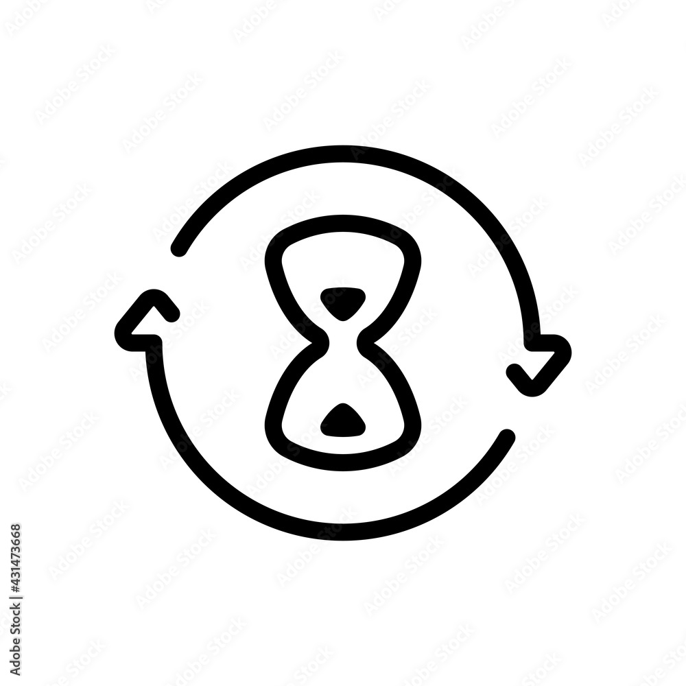 Poster old hourglass, simple wait icon. black linear icon with editable stroke on white background