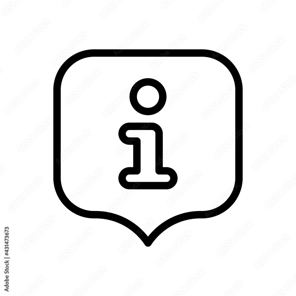 Poster info symbol in rounded cloud, simple icon. black linear icon with editable stroke on white backgroun