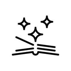 Opened book, read literature, library logo. Black linear icon with editable stroke on white background