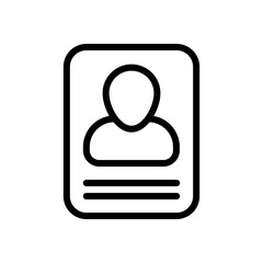 Resume on paper, simple business icon. Black linear icon with editable stroke on white background