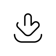 Download sign, simple app icon. Black linear icon with editable stroke on white background