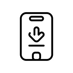 Download sign, simple app icon. Black linear icon with editable stroke on white background