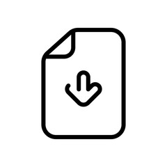 Download sign, simple app icon. Black linear icon with editable stroke on white background