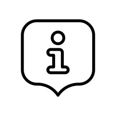 Info symbol in rounded cloud, simple icon. Black linear icon with editable stroke on white background