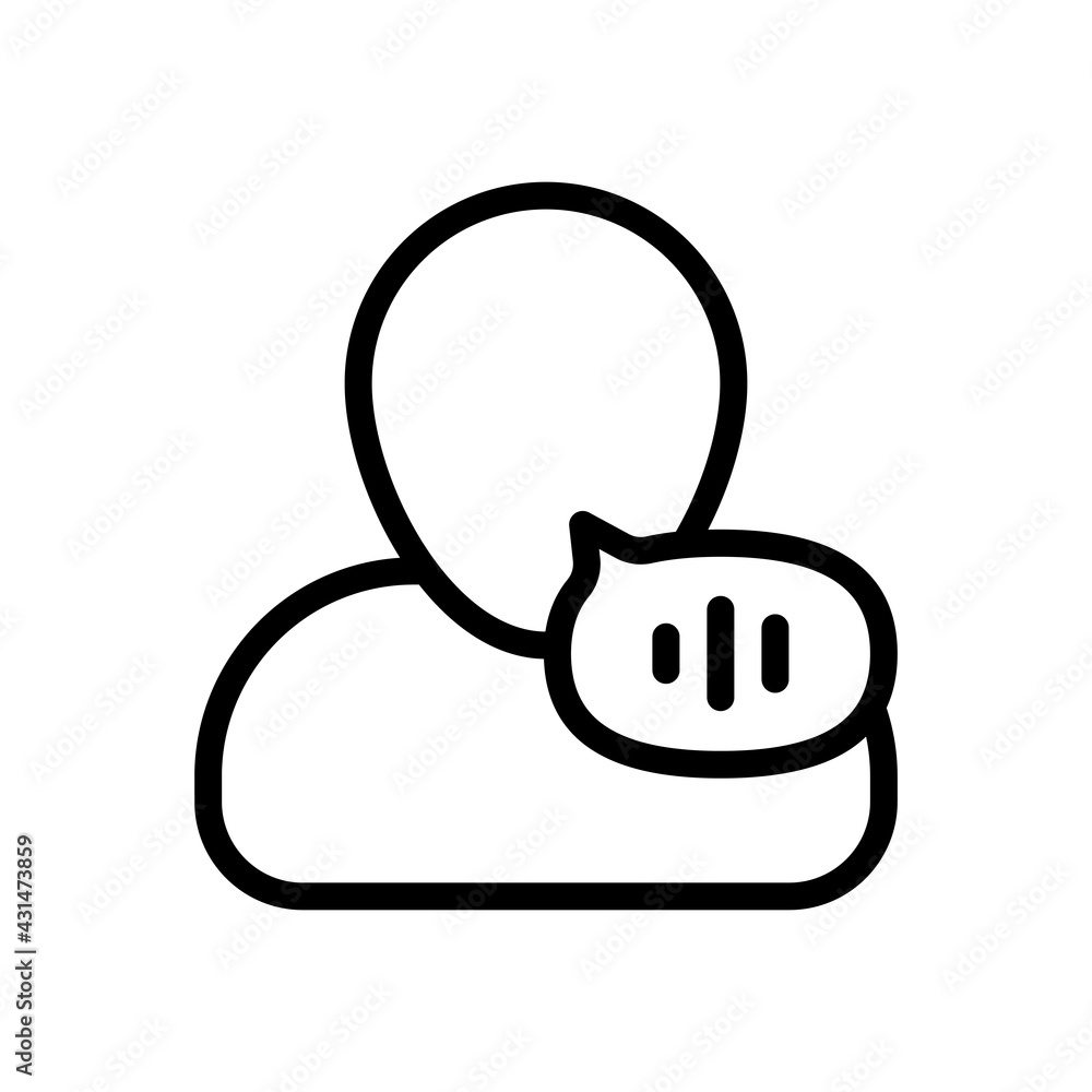 Poster voice command, speaking person, simple icon. black linear icon with editable stroke on white backgro