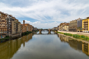 Ponte Santa Trinita Bridge in City of Florence, Tuscany, Italy