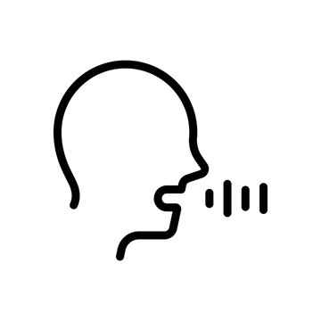 Voice command, speaking person, simple icon. Black linear icon with editable stroke on white background
