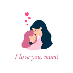 image of mother with daughter, mother's day, love for each other, vector illustration