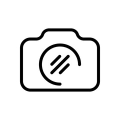 Photo camera, simple digital icon. Black linear icon with editable stroke on white background