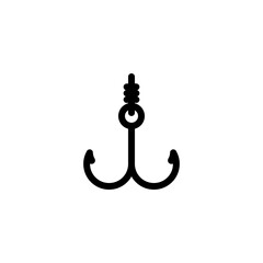 Fishing hook, simple icon. Black linear icon with editable stroke on white background