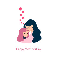 image of mother with daughter, mother's day, love for each other, vector illustration