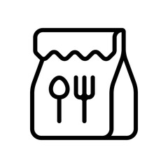 Lunch box, container for food, simple icon. Black linear icon with editable stroke on white background