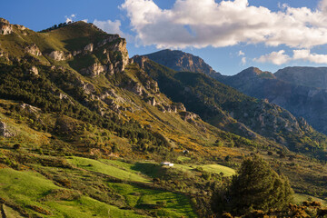 Obraz premium North face of the Sierra Prieta mountains, near the Sierra de las Nieves national park in Malaga. Spain