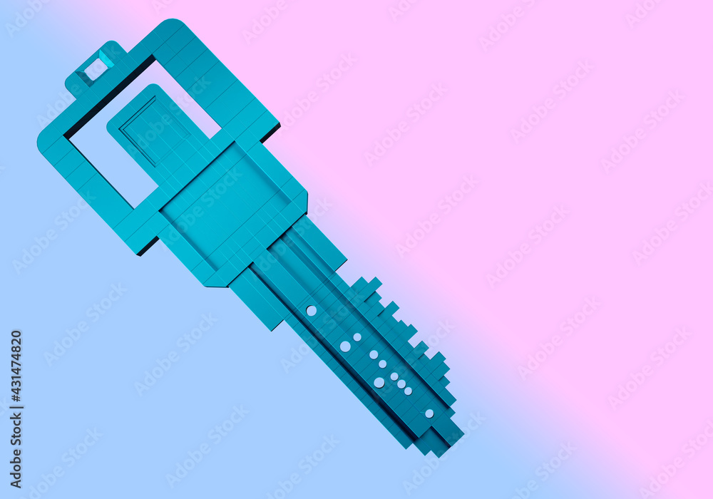 Poster a large key to the lock. the concept of information security. electronic key. use of an electronic s