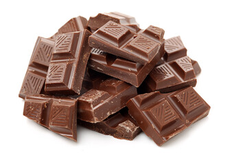 stack of chocolate on white background