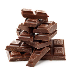 stack of chocolate on white background