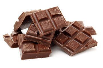 stack of chocolate on white background