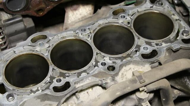 The disassembled car engine