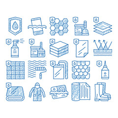 Waterproof Materials Vector icon hand drawn illustration