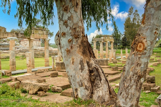 The temple of ancient goddess Artemis in Brauron (Vravrona) in Attica, Greece