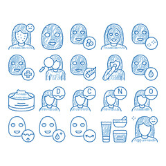 Facial Mask Healthcare icon hand drawn illustration