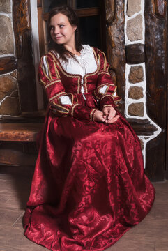 Portrait of elegant woman in medieval era dress