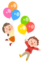 風船と小学生