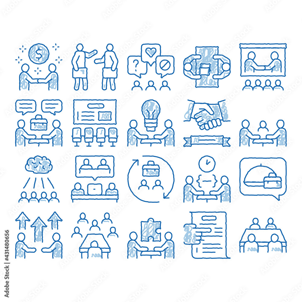 Wall mural Business Meeting Conference icon hand drawn illustration