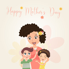 Happy mother's day design with hand drawn characters. Vector illustration.