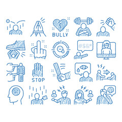 Bullying Aggression icon hand drawn illustration