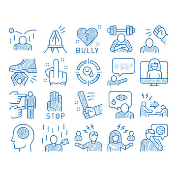 Bullying Aggression icon hand drawn illustration