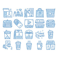 Take Away Food And Drink Delivery icon hand drawn illustration