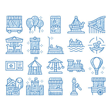 Amusement Park And Attraction icon hand drawn illustration