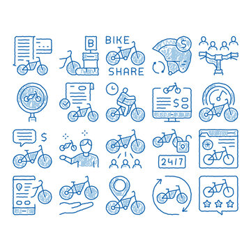 Bike Sharing Business Icon Hand Drawn Illustration