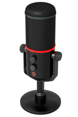 3D rendering of black studio condenser microphone isolated on white background