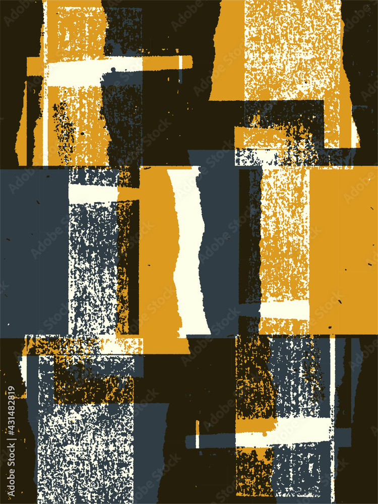 Poster abstract grunge vector background. color handcrafted composition of overlapping irregular graphic el