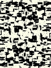 Abstract grunge vector background. Monochrome handcrafted composition of irregular geometric graphic elements.