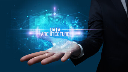 Man hand holding digital technology concept