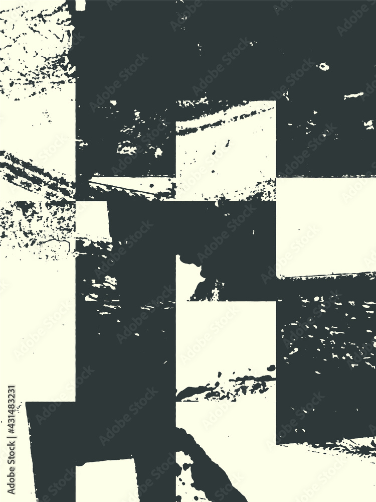 Poster abstract grunge vector background. monochrome handcrafted composition of irregular geometric graphic