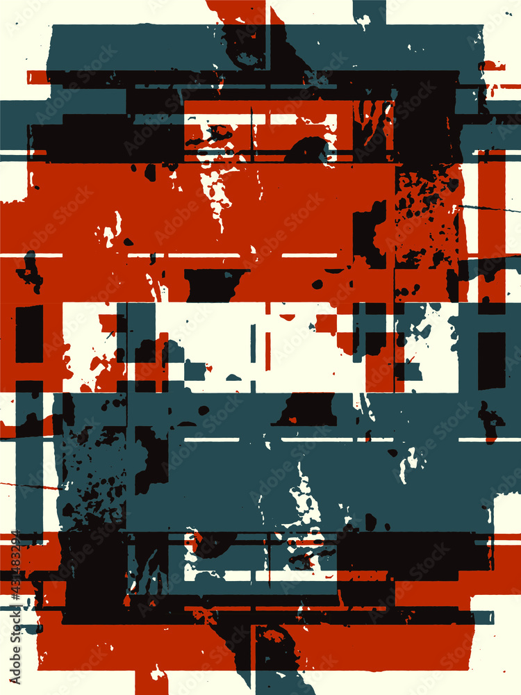 Poster abstract grunge vector background. color handcrafted composition of overlapping irregular graphic el