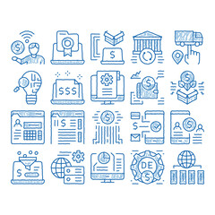 Digital Economy icon hand drawn illustration