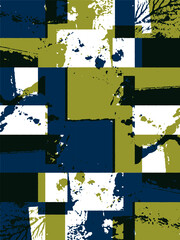 Abstract grunge vector background. Color handcrafted composition of overlapping irregular graphic elements.