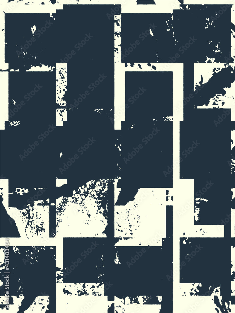 Poster abstract grunge vector background. monochrome handcrafted composition of irregular geometric graphic